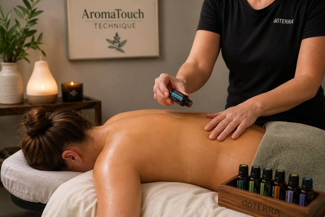doTERRA AromaTouch® Technique — pure essential oils applied gently along the back