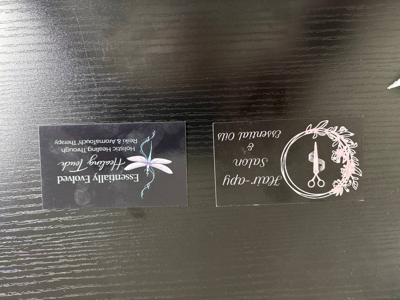 Essentially Evolved Healing Touch and Hair-apy Salon business cards